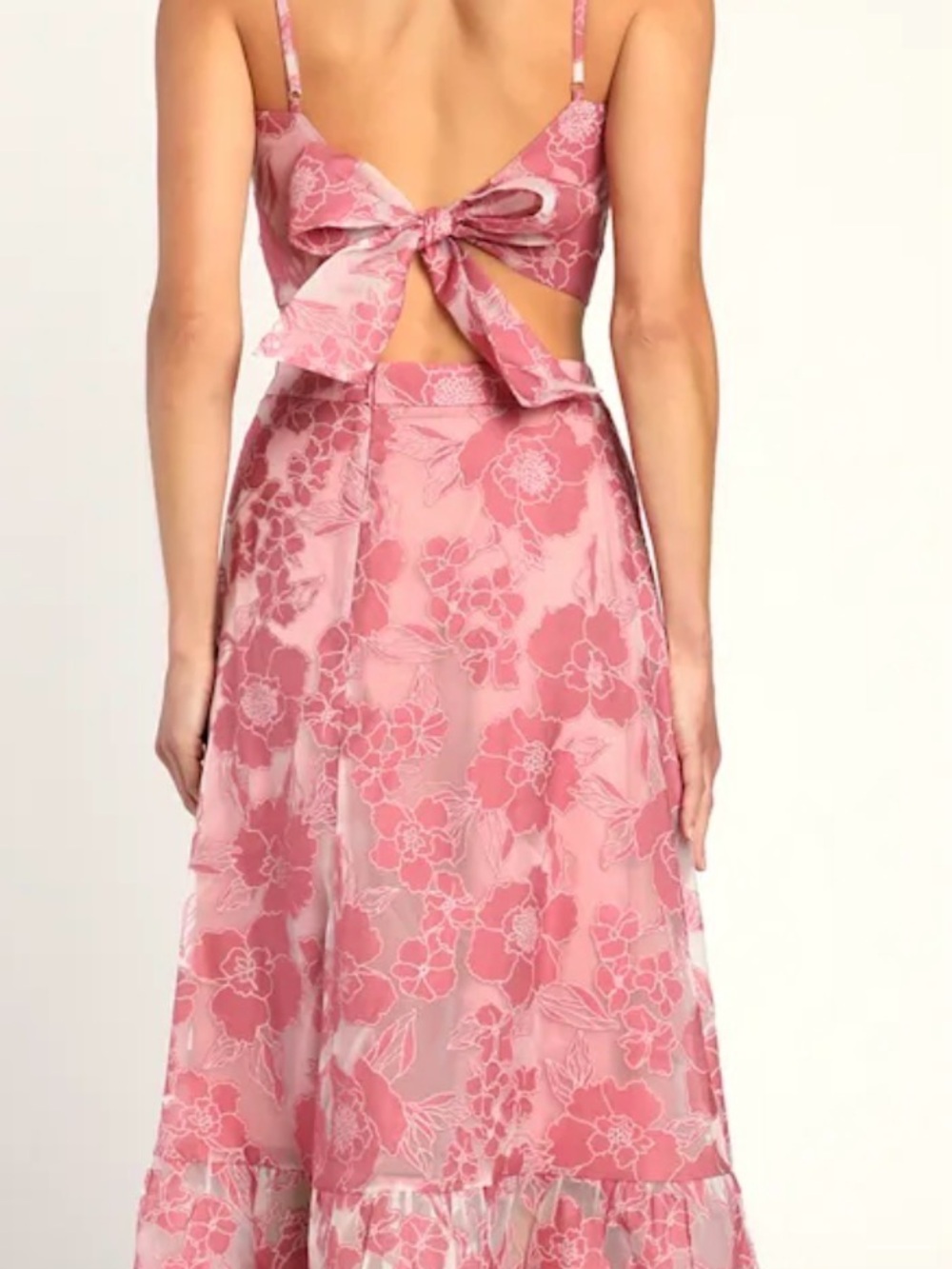 Lulu's Mauve Pink Burnout Floral Two-Piece Dress Set - Picture 4 of 6